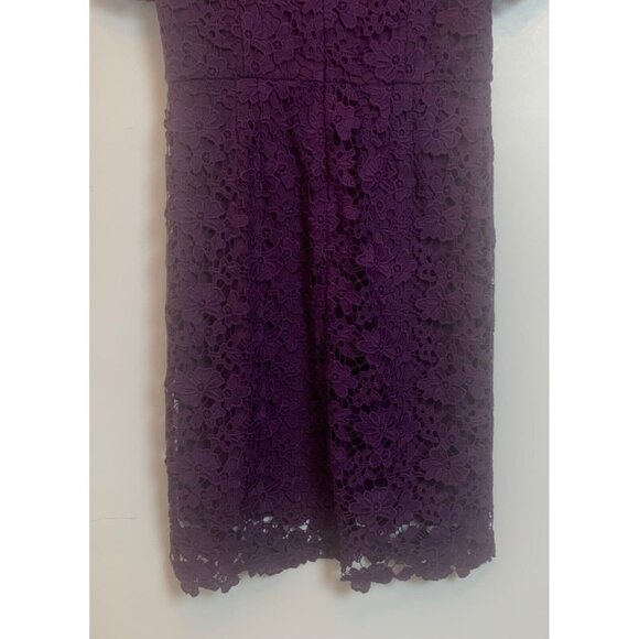 DONNA MORGAN Purple All-Over Floral Lace Sheath Dress Special‎ Occasion Sz 12 - Picture 4 of 12